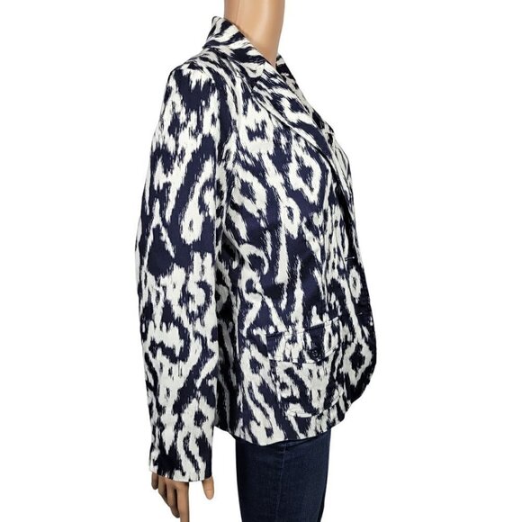 Chico's Women's Three Button Cotton Light Weight Navy/White Blazer Size 1 (8/10) - Picture 6 of 15